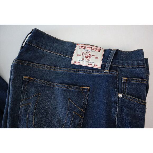 True Religion Men's Sz 40x32 Dark Humid Wash Geno Single Needle Slim Jeans - Picture 9 of 11